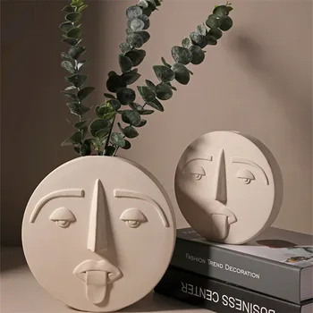 

Nordic Modern Face Mask Ceramic Vase Home Decoration Flower Vases Head Matte Table Flower Vase for Wedding Decoration Prop R4525