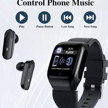 

S300 Smart Watch Men Earbuds With Bluetooth Earphones Music Sports SmartWatch for Exercise Run Two in One for Android iOS
