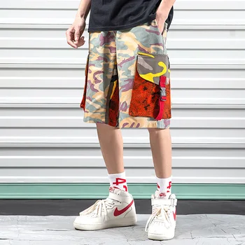

Vintage Men Shorts Fitness Casual Fashion Cotton Elastic Waist Sweatpants Knee Length Beach Pants Thin Printed Clothing KK60ND
