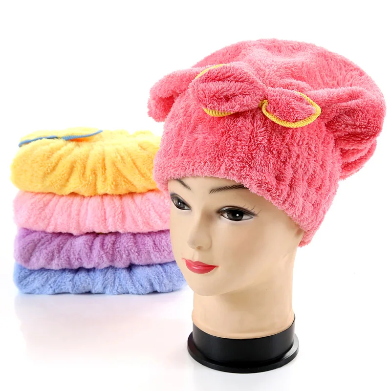 Тюрбан волос Microfiber шапка для быстрой сушки завернутый Полотенца шапочки ванной