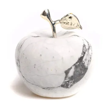 

Natural White Turquoise Crystal Carved Apple Quartz Carving Art Sculpture Decor Natural Crystal Craft Home Decorations R5239