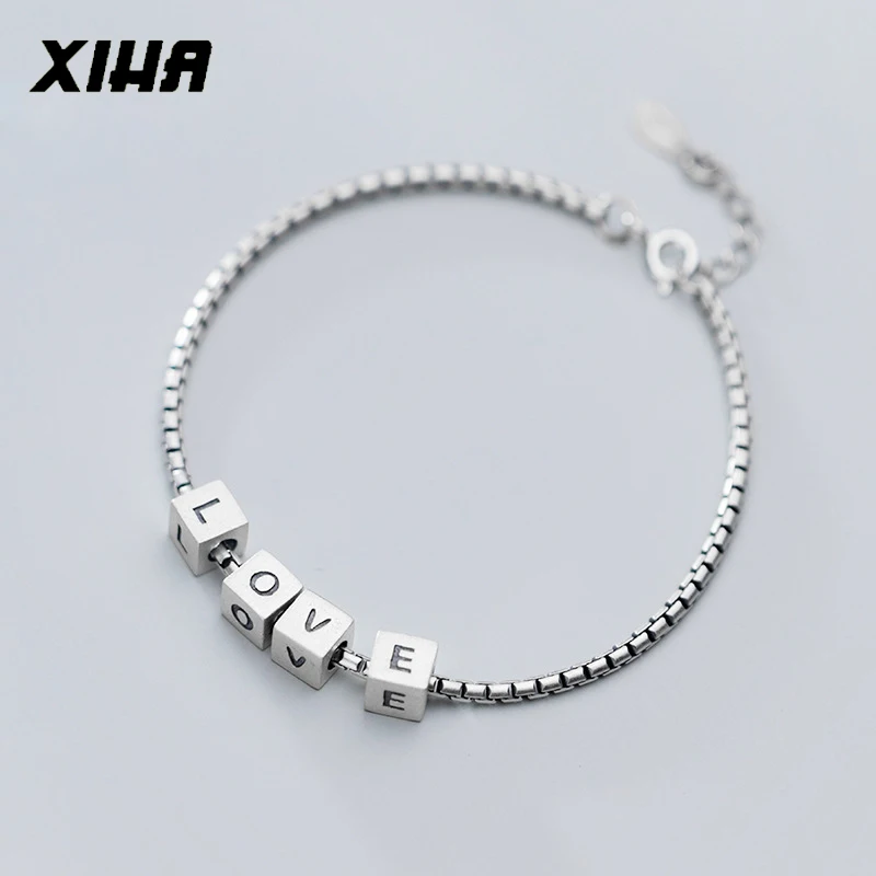 XIHA 925 браслеты из стерлингового серебра любовь начальные буквы огромная цепочка браслет на заказ для влюбленных подружки невесты модные украшения