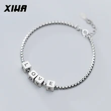 XIHA 925 браслеты из стерлингового серебра любовь начальные буквы огромная цепочка браслет на заказ для влюбленных подружки невесты модные украшения
