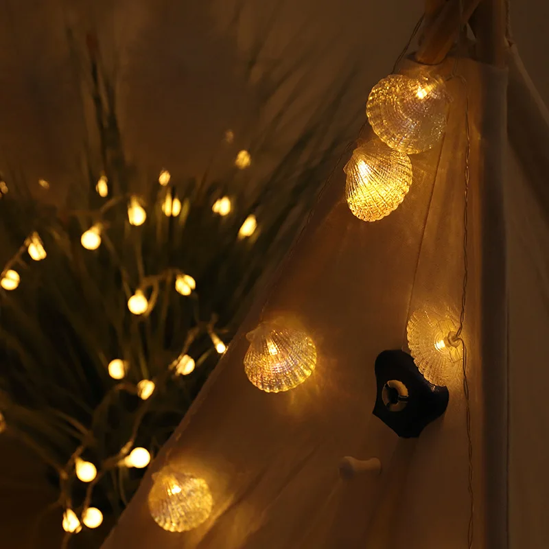 

Waterproof 6M 40LED Sea Shell String Light Outdoor Christmas Fairy Garlands For Wedding Garden Party Holiday Decoration