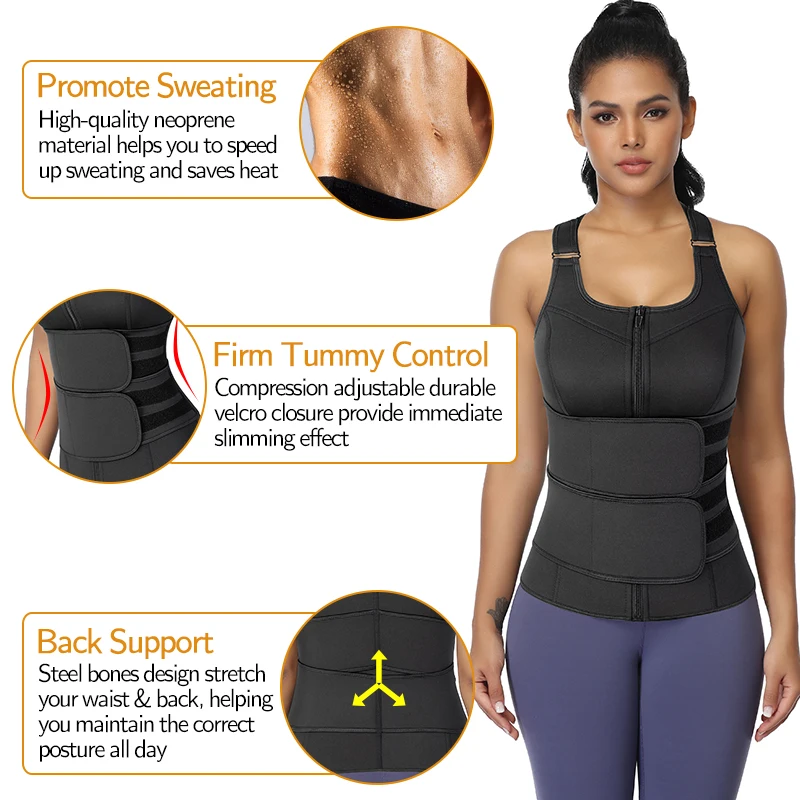 Waist Trainer Vest Overbust Corsets for Women Weight Loss Body Shaper Workout Tank Tops Shapeawear Sauna Sweat Shirt Fat Burner