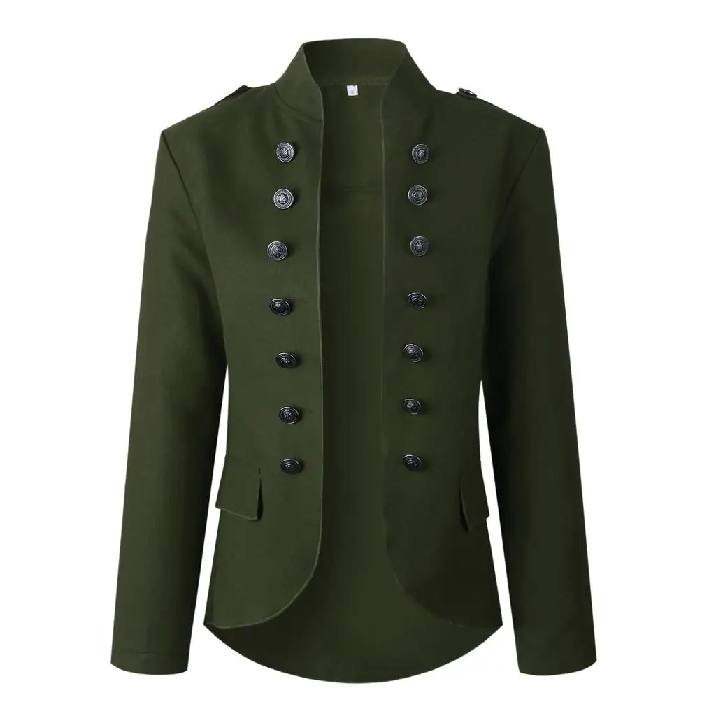 Famale Jaket Женская Ретро кнопка карманы курточка бомбер повседневное пальто, верхняя одежда женская куртка костюм Женский блейзер Mujer F1 - Цвет: AG