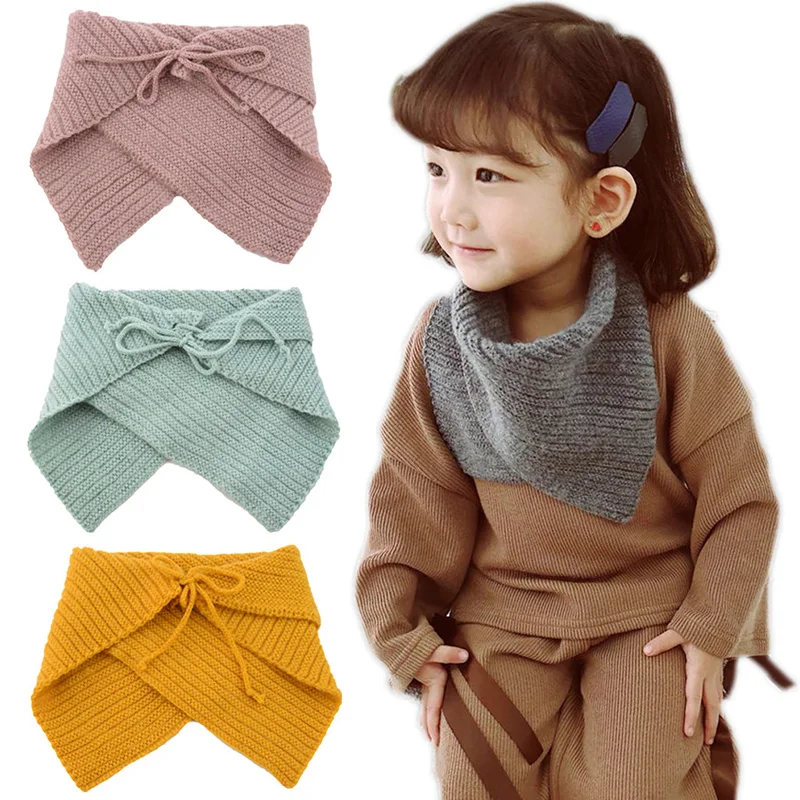 Winter New Children's Scarf Baby Boys Girls Neck Warmer Knitted Lace-up Shawl Scarf Fashion Cloak Cute Scarves For Children