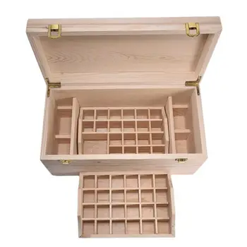 

44 Slots Wooden Storage Box Essential Oil Box 2 Layers Solid Wood Essential Oil Packaging Box Storage Case Organizer Holde