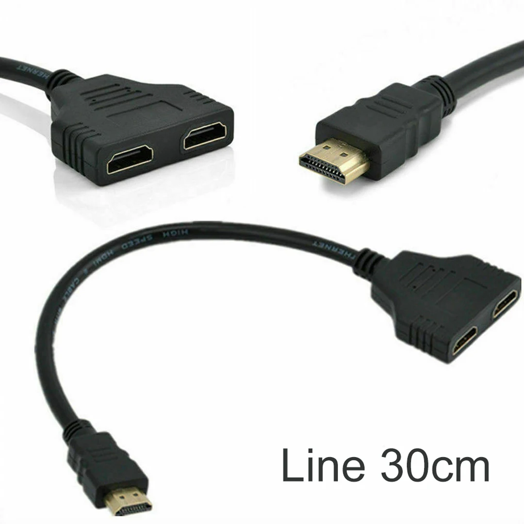 

New 1Pcs 1080P HDMI Splitter Cable Adapter Converter HDTV 1 Input 2 Output Female Cable Adapter Converter HDTV 1 Input 2 Output