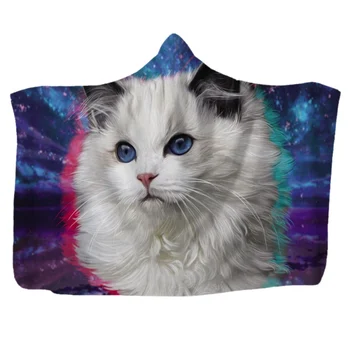 

New Animal Printed Double-Sided Thickening Plush Hooded Blanket Super Soft Throw Wrap Wearable Blanket Cloak Cape Durable