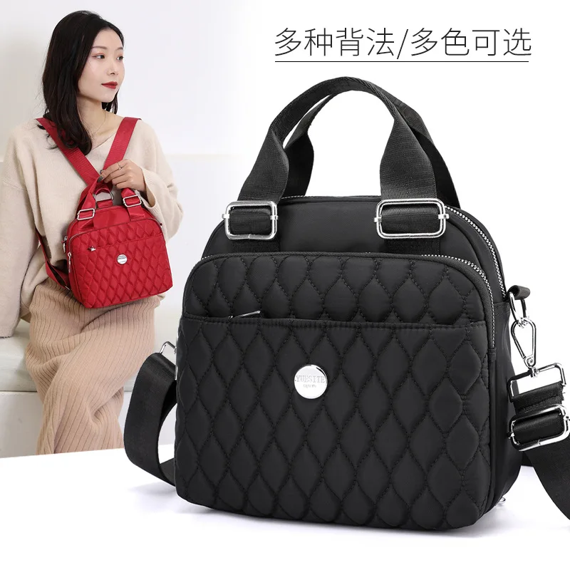 

One-Shoulder Oblique Backpack New Style Waterproof Nylon Cloth Handbag Multi-Compartment Shoulder Bag Multi-Purpose Backpack WOM