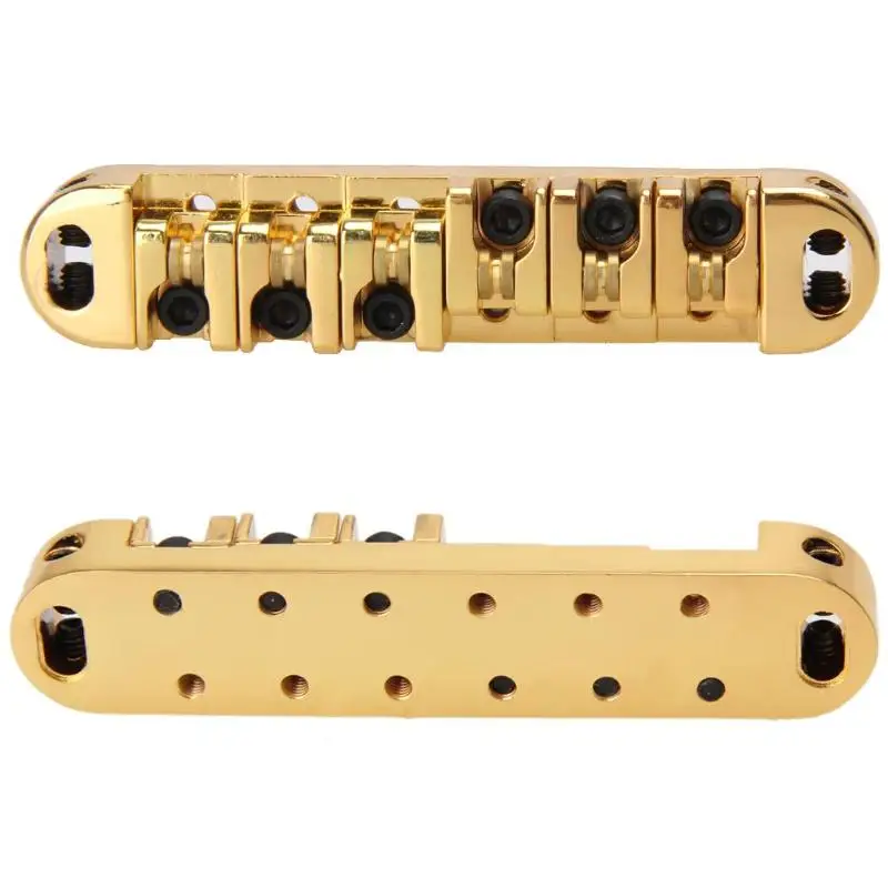 Золото/серебро/черный латунный ролик регулируемое седло Tune-O-Matic цинковый сплав и латунные ролики мост для электрогитары LP