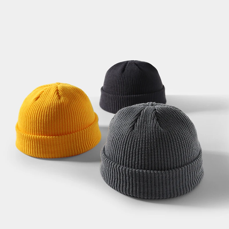 Зимние шапки короткие Skullcap Унисекс Женская шапка мужская вязаная бини