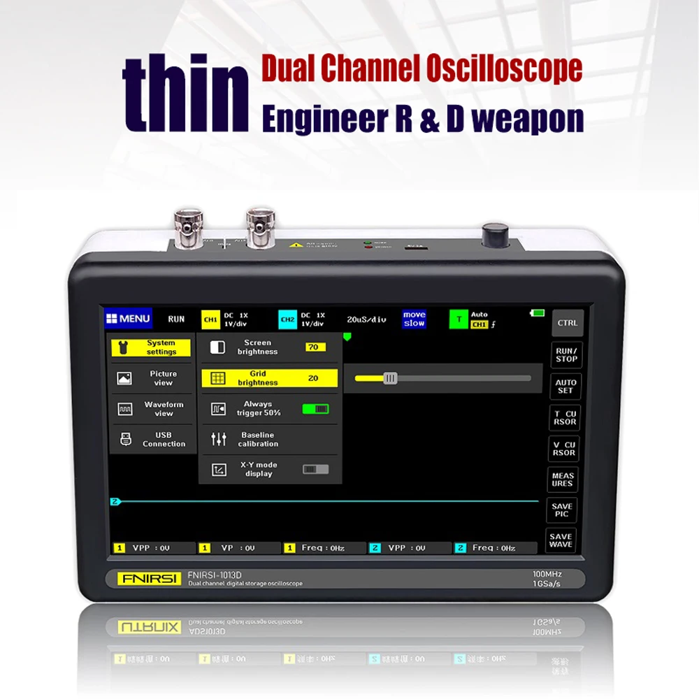 ADS1013D 800x480 2 Каналы 100 МГц полоса Ширина 1GSa/s AC/DC Частота дискретизации осциллограф с