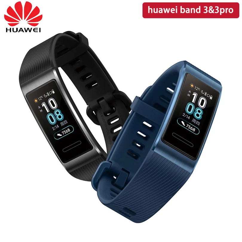 Huawei Band 3 Pro Band 3 0,95 дюймов Поддержка gps NFC трекер плавание Водонепроницаемый Bluetooth фитнес-трекер сенсорный экран