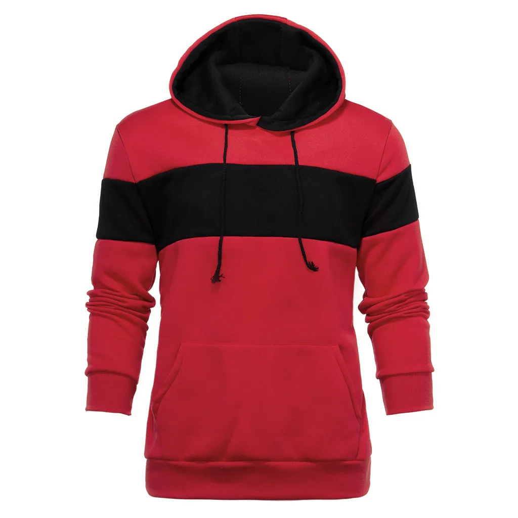 Stripes 3-color stitching Men Skateboarding Hooded Casual Jackets Long-sleeved Hooded Man Autumn Hoodies High quality - Цвет: RD