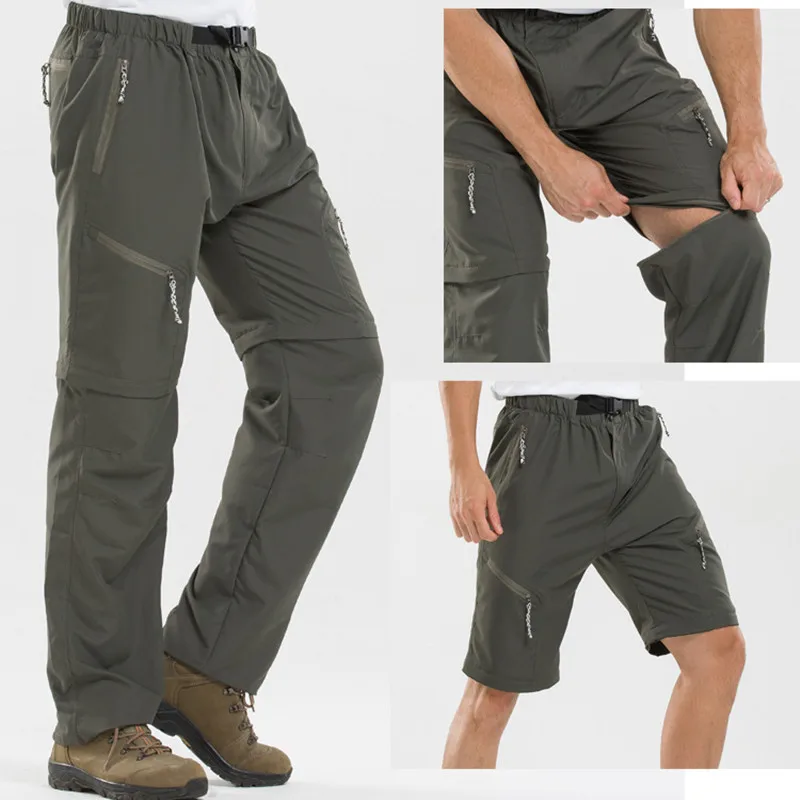 Summer Mens Quick Dry Pants Outdoor Tactical Waterproof Removable Pants Hiking Sport Breathable Trousers Camping Trekking Shorts sports pants tactical pants