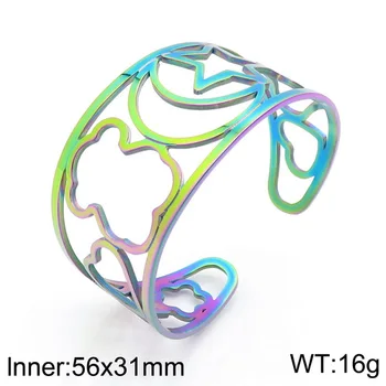 

New Colorful Hollow Bear Bracelet Moon Star Flower Bracelet Exquisite Ladies Adjustable Bracelet
