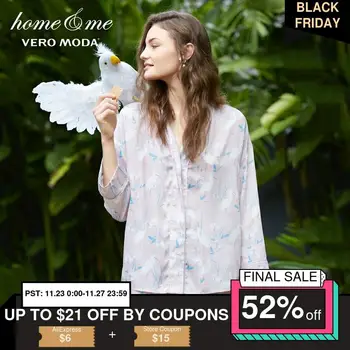 

Vero Moda Women's Mock Lapel Single Breasted Print Pajama Shirt | 3181P9505