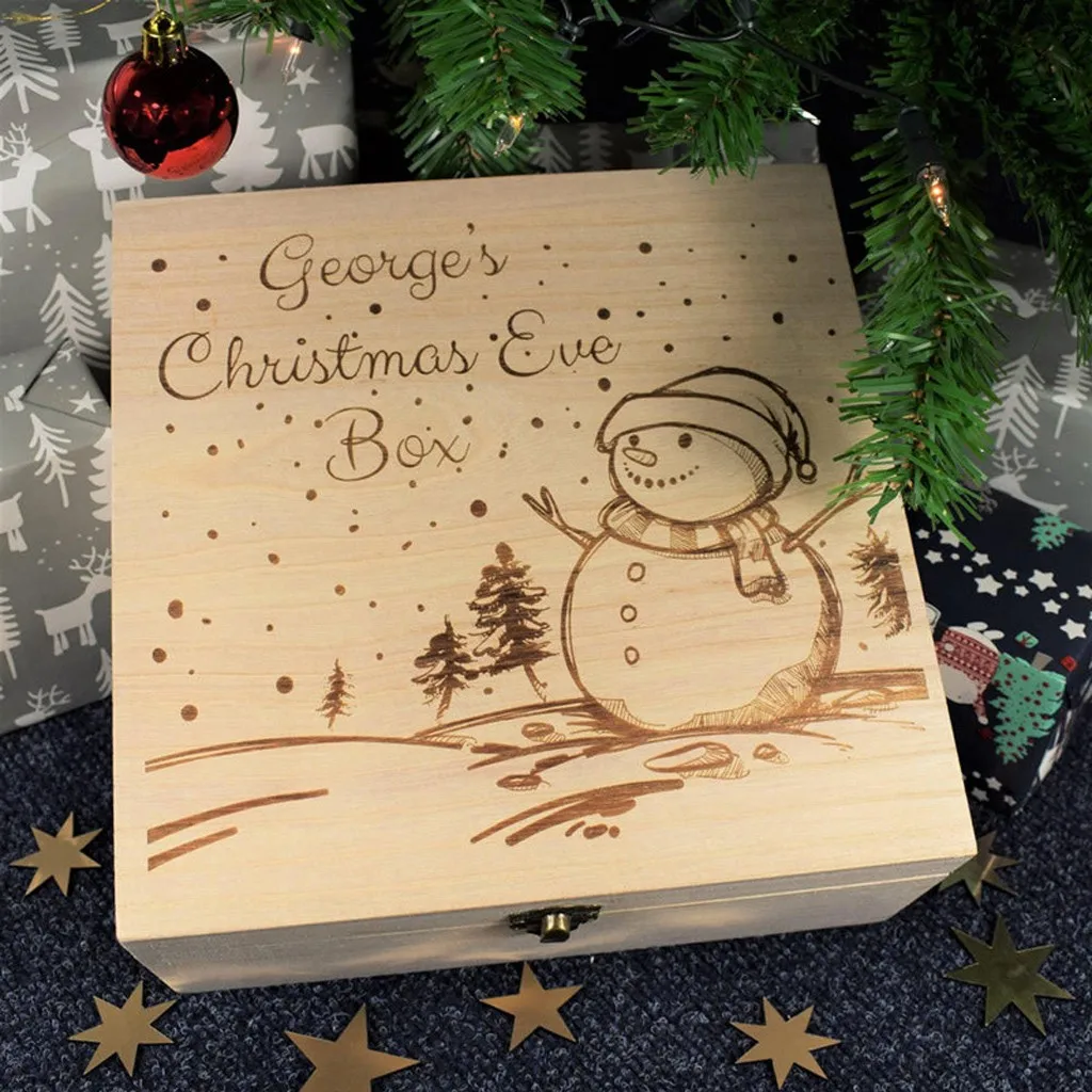 Рождественская коробка Клен Деревянный Санта Клаус Олень; снежинка снеговик гравировка подарок Рождественский детский подарок украшения для дома F910