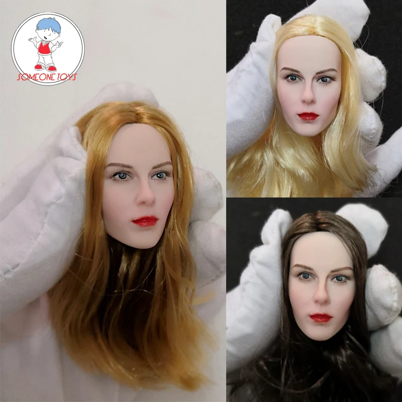 Модель 1/6 года, европейская женская голова, скульптура, красивая голова для девочек, голова Николь Кидман, 12 дюймов, светлая кожа, фигурки