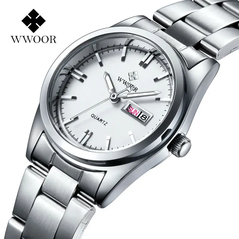 Женские часы браслет WWOOR модные брендовые Роскошные Серебристые маленькие