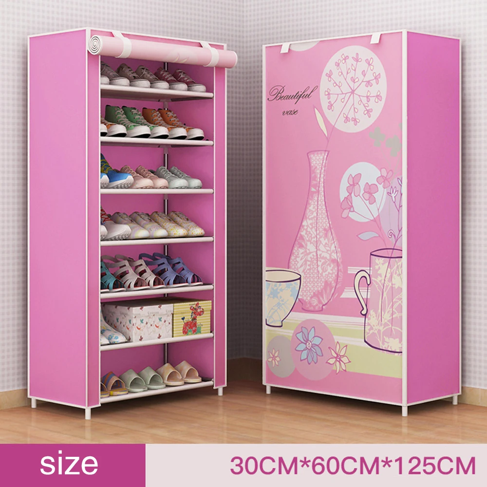 Pink Тапочки DIY уборка собрать нетканый материал 8 слой обувной шкаф обувная полка для обуви стойка практичный шкаф для хранения - Цвет: Pink
