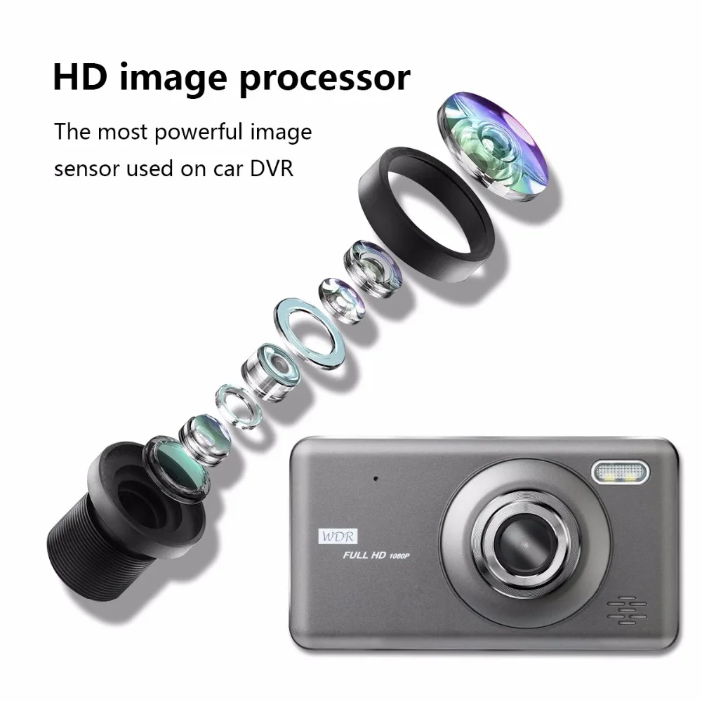 Автомобильный семейный Автомобильный видеорегистратор Full HD 1080P 4,0 дюймов ips сенсорный видеорегистратор камера с двойным объективом камера