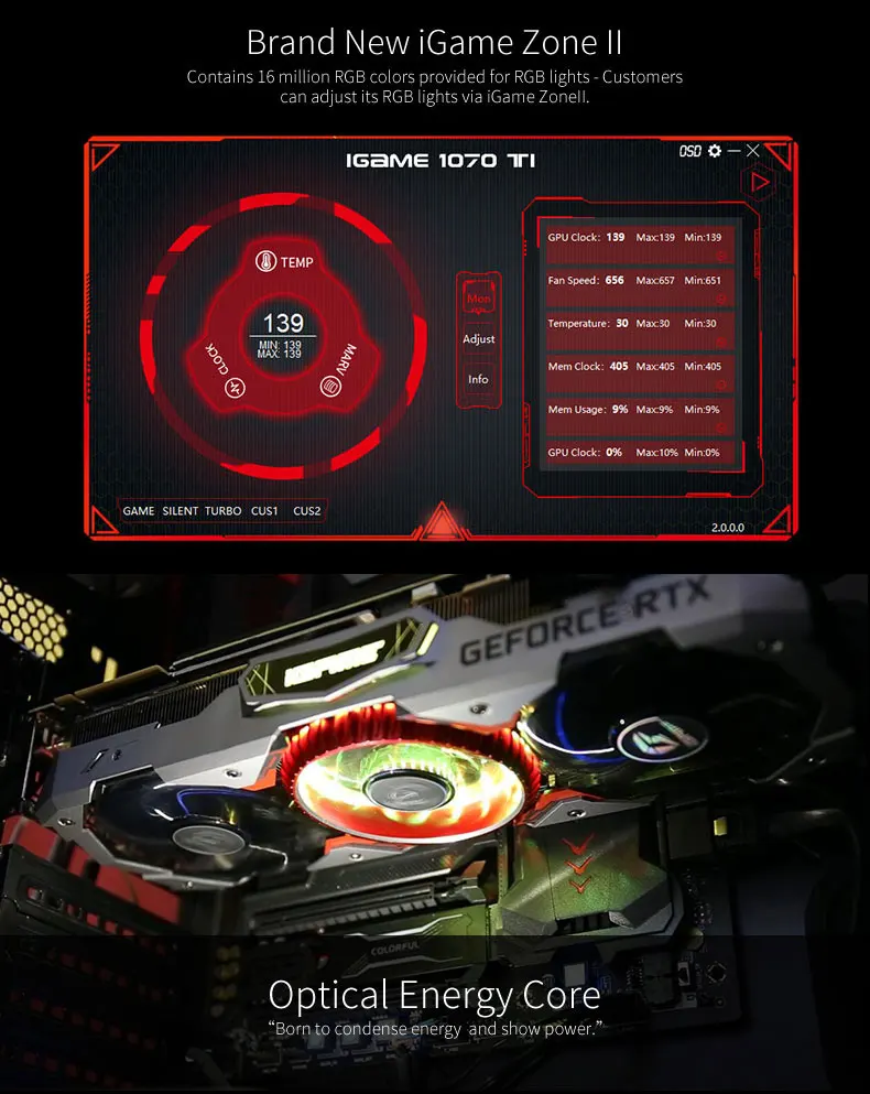 Цветная видеокарта GeForce RTX 2080 AD графические карты специальное OC GPU GDDR6 8G iGame видеокарта Nvidia с помощью одной кнопки разогнать RGB светодиодный светильник