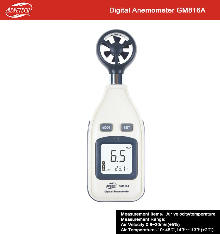 Mini-digital-handheld-Wind-speed-meter-scale-Anemometer-Thermometer-GM816A-BENETECH