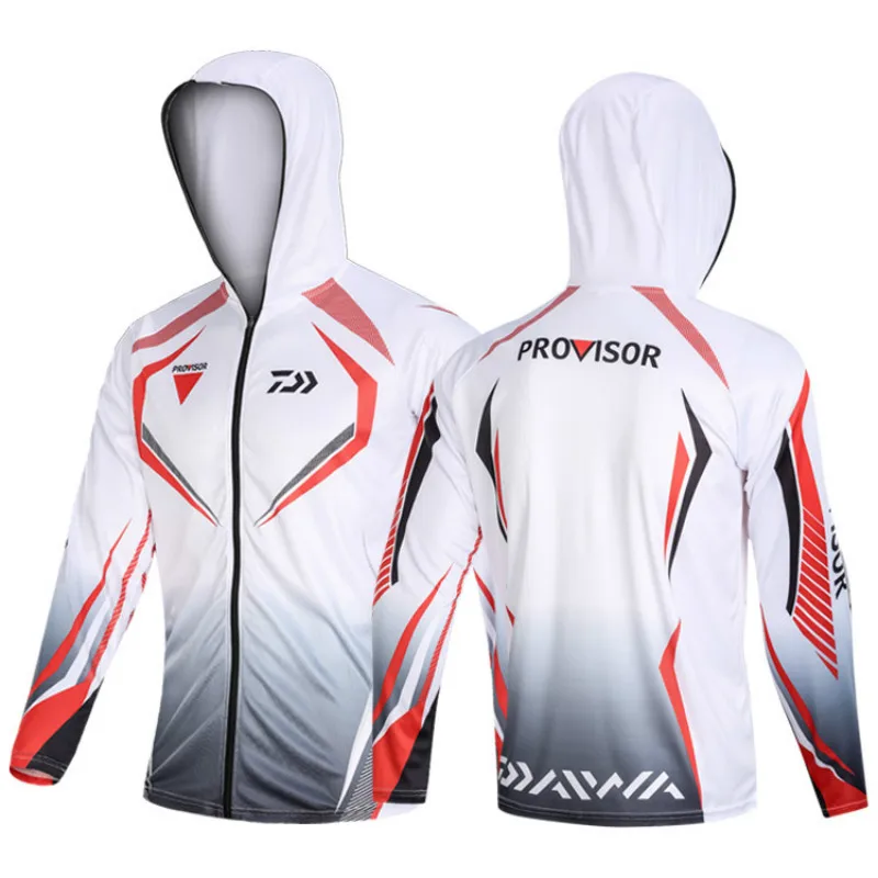 Summer DAIWA Fishing Vest Hooded Men Jacket Windproof Quick-Drying Coat Fishing Shirt For Hiking Cycling Fishing Clothes - Цвет: 2