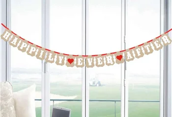 

HAPPILY EVER AFTER Kraft Paper Wedding Party Banner Flag Props