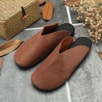 

2020 Summer New Style Sandals Shoes WOMEN'S Genuine Leather Shoes Shoes Leather Loafers Shoes Mom Shoes Shoes Outer Wear Mules S