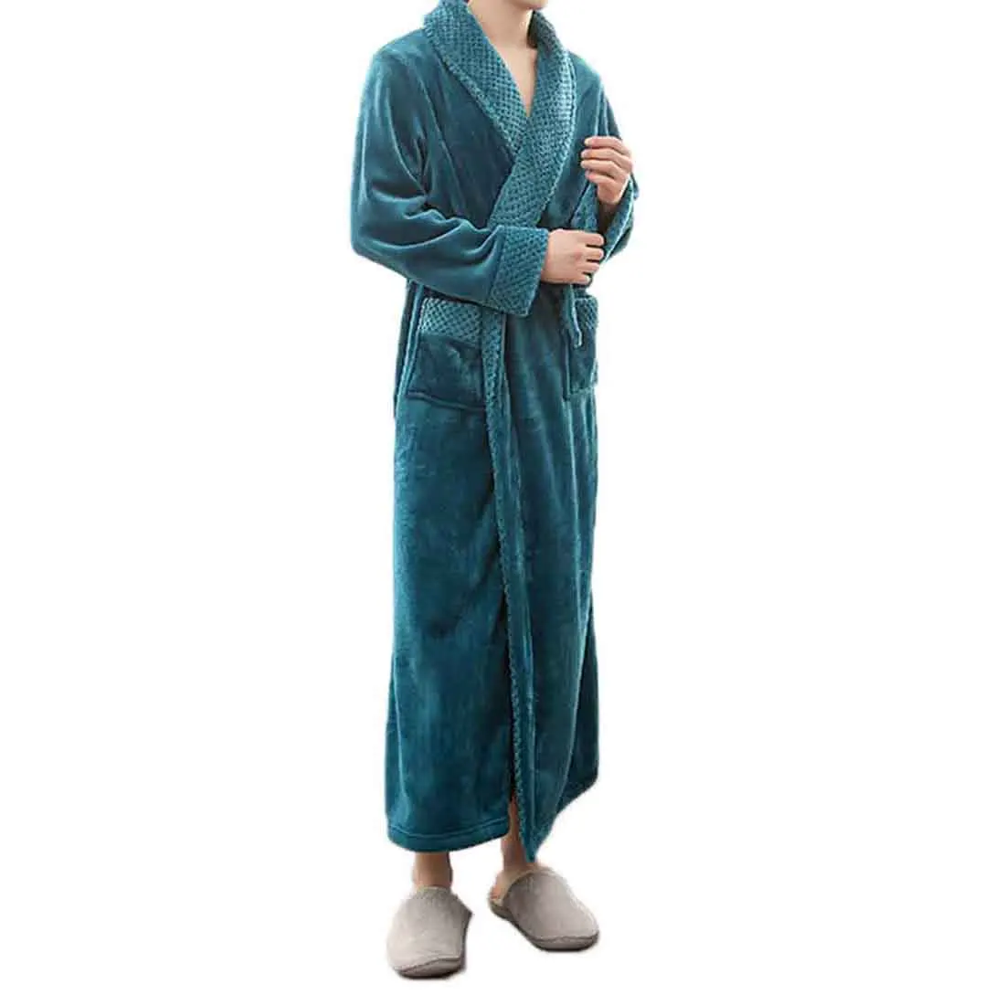 Зимнее плотное теплое женское Коралловое кимоно из рунной шерсти, халат для влюбленных пар, ночная рубашка, банное платье, ночное белье