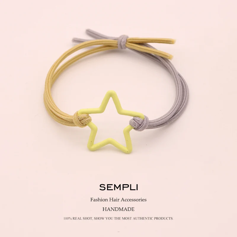 Yellow Двухцветные эластичные резинки для волос Sempli, металлический обруч, железное кольцо для женщин, девочек, детей, модные резинки для волос, аксессуары для волос - Цвет: Yellow