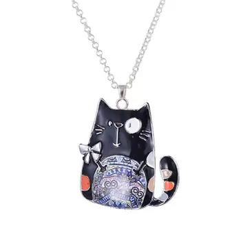 

D&Rui Jewelry Cute Black Cat Pendant Necklace Women 2019 Fashion Long Chain Necklaces for Girls on Neck Chokers Jewelry Gifts
