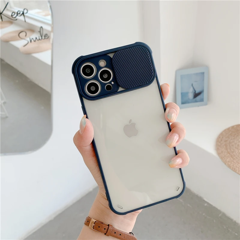 cool iphone 12 mini cases Slide Camera Lens Protection Case For iPhone 11 12 13 Mini Pro XS Max X XR 6 6S 7 8 Plus SE2 Transparent Shockproof Bumper Cover case iphone mini 12