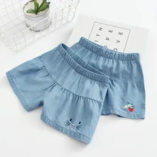 Лето, стиль, корейский стиль, шорты с рисунком кота для девочек, шорты с рисунком клубники