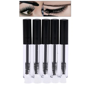 

5Pcs/lot 10ML Plastic clear Empty Mascara Tube Vial/Bottle/Container with Black Cap for eyelash growth medium mascara