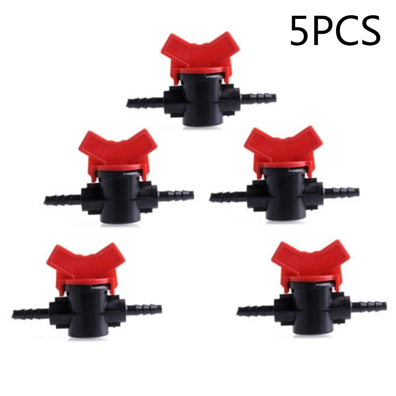 2/5pcs 4mm PCV Parts Coupling Pipe Irrigating Water Hose Switch Plastic Valve