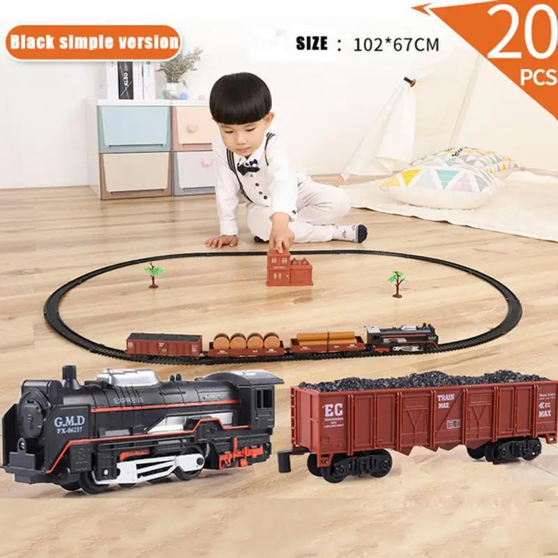 

Educational Railroad Steam Assembly Toy Early Learning Transportation Track Model Electric Train Set Classic Light Sound