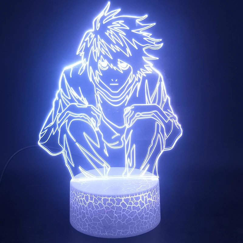 3D лампа аниме Death Note L-Lawliet лучший подарок для детей атмосфера сенсорный датчик красочный с пультом дистанционного управления светодиодный ночной Светильник