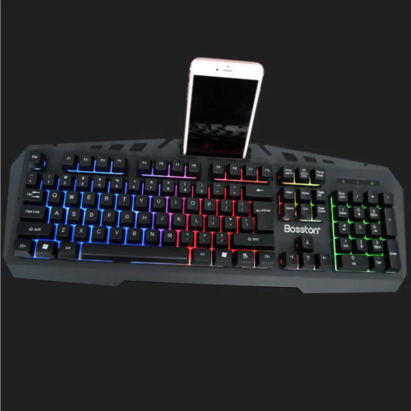 

BOSSTON K330 Keyboard Internet Bar for Home & Office Use Game Steel Plate USB Cable Illuminant Keyboard Wholesale Single Bond