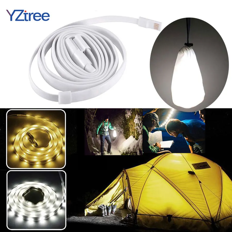 

YZtree портативная Водонепроницаемая светодиодная лента 1,5 м DC5V USB гибкая SMD 2835 Светодиодная веревка светильник наружного освещения кемпинга Пешего Туризма палатки фонарь лампа