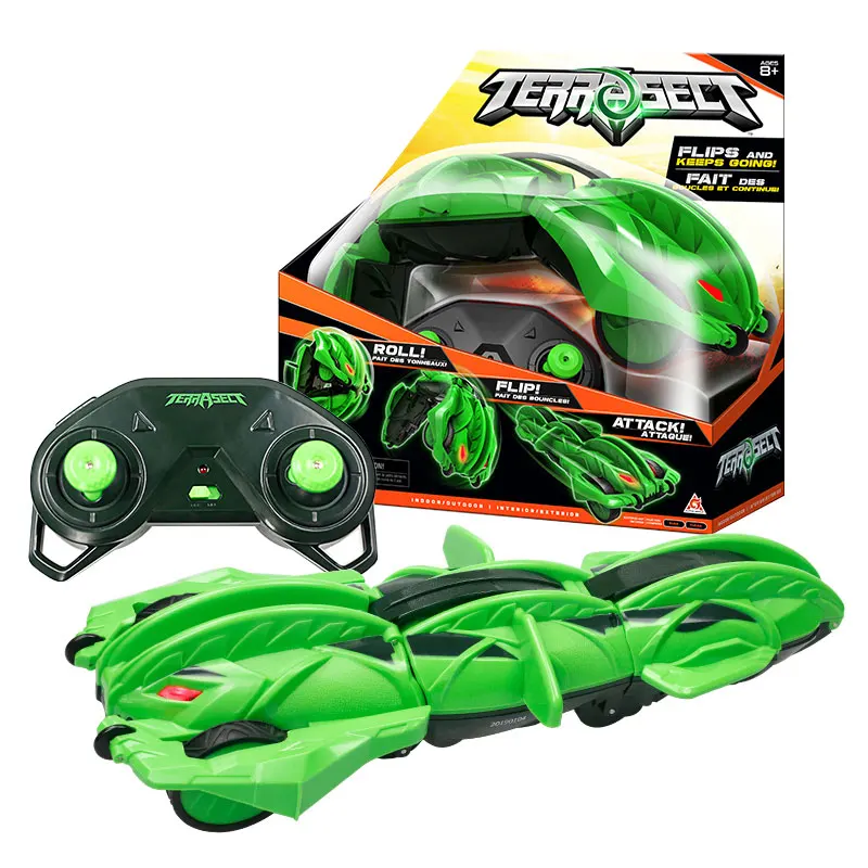 

2020 New Transforming Car Vehicle Green TerraSect 2.4GHZ Radio Remote Control Electric Roll Flip Deformation Outdoor Toys Kids