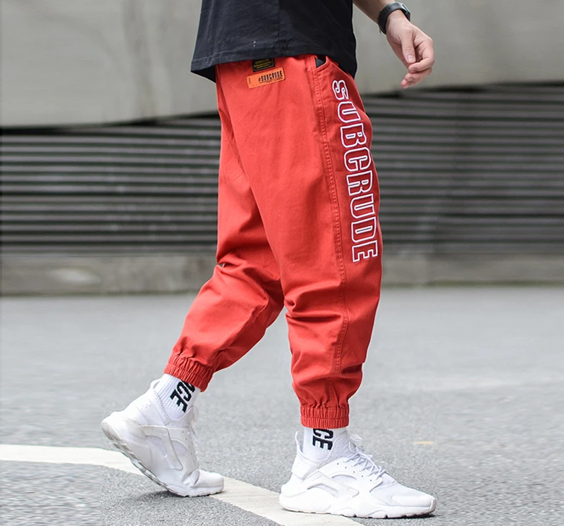 Модные уличные мужские джоггеры свободного кроя с вышивкой; дизайнерские брюки в стиле хип-хоп; мужские шаровары; брюки-карго; Hombre