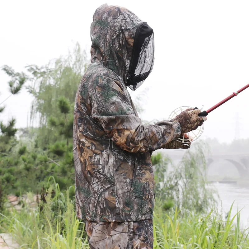 Summer Ultra-Thin Bionic Camouflage Suit Anti-Mosquito Fishing Hunting  Clothes Tactical Ghillie Suit Jacket Pants Set