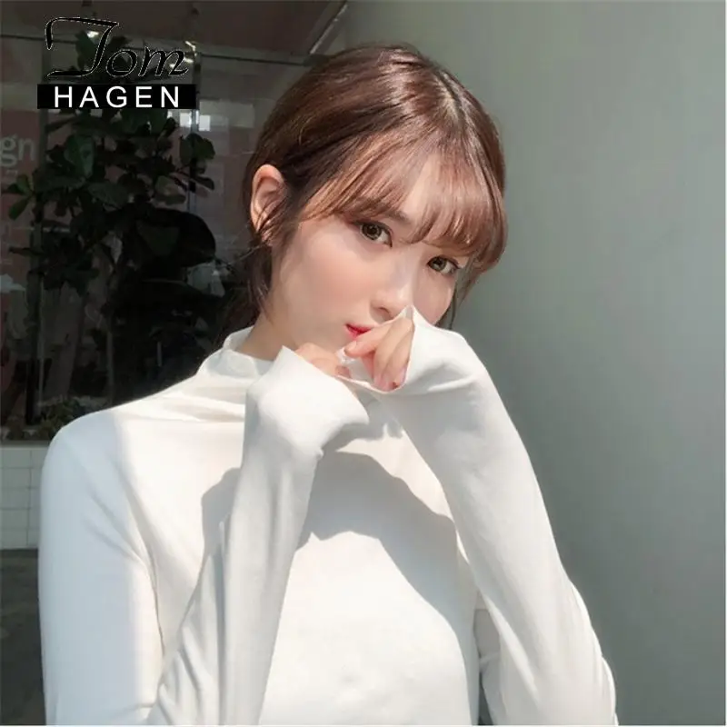 Зимняя женская футболка 2020 Топы с длинным рукавом корейский теплый топ рубашка