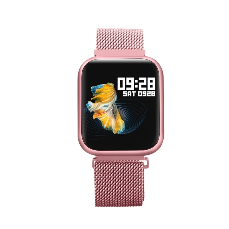 Rose Gold Steel Смарт-часы P80, полный сенсорный монитор кровяного давления, пульсометр, трекер сна, Смарт часы для здоровья мужчин и женщин, подключение Ios, Android, телефон - Цвет: Rose Gold Steel