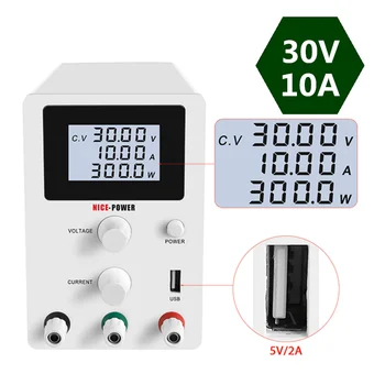 

High Precision 4 Digits Display LCD USB DC lab Regulated Power Supply Adjustable 30V 10A Bench Source Digital Voltage Stabilizer